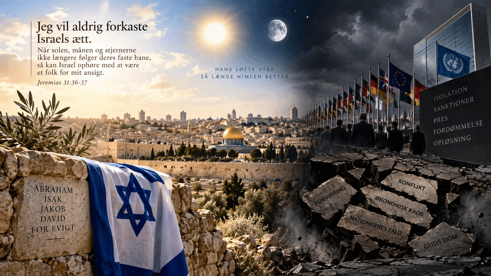 Når verden danner front mod Israel, støder den ind i et løfte bundet til solen og månen